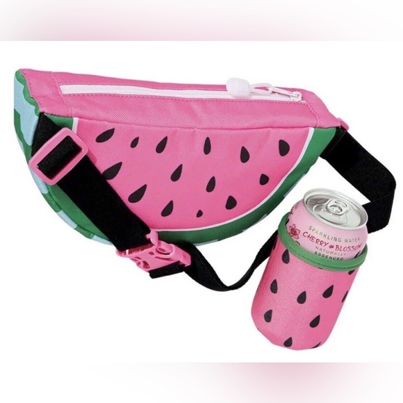 NEW Watermelon Fanny Pack w/ Coozy Detachable Drink Holder Coozie Purse Bag - Picture 2 of 7